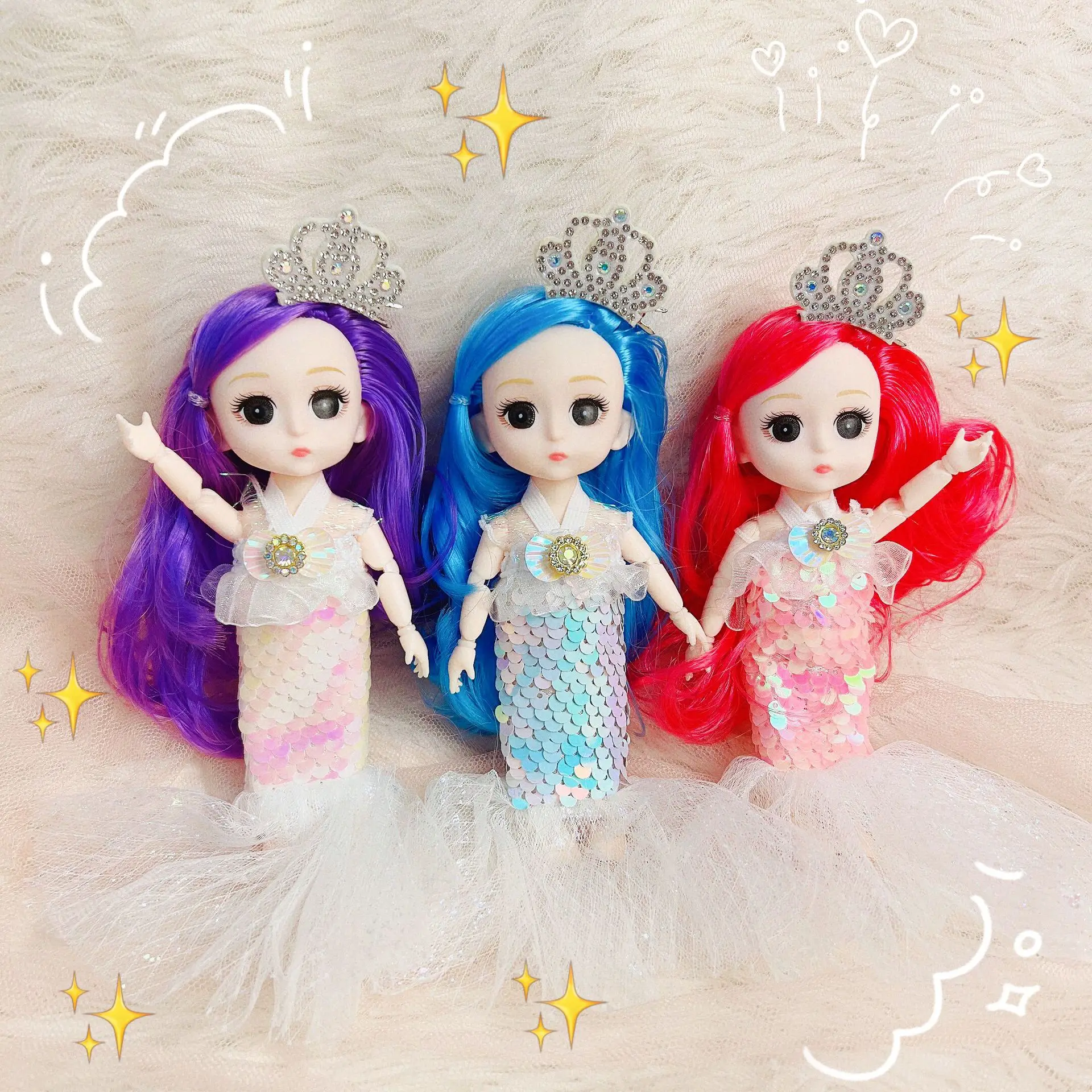 Cute Exquisite Beautiful Mermaid Girl 17cm BJD 1/12 Doll Joints Movable Mermaid Doll Kids Girls Educational Toys Birthday Gift