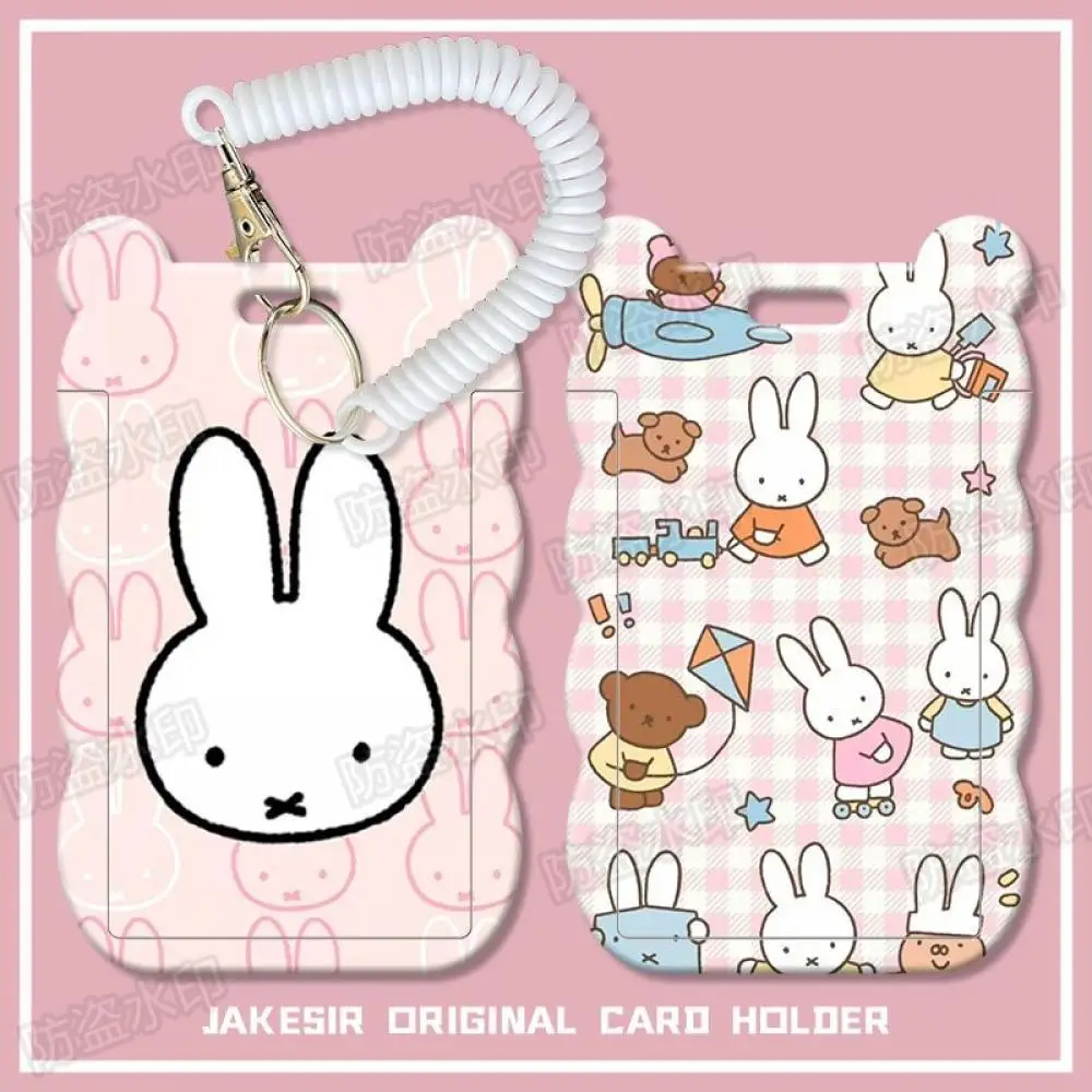 

Cute Miffy Rabbit Card Set Anime Cartoon Multi Style Kawaii Creative Sliding Cover Apartment Access Card Protection Set Gift