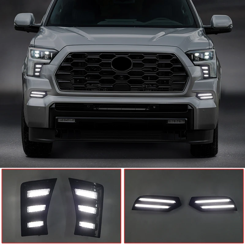 For 2022-2024 Toyota sequoia Daytime Driving Lamp Led Dynamic Turn Signal Fog Light Modification Accessories  2022 2023