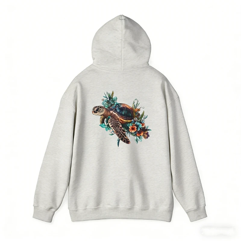 new style Floral Sea Turtle thermal Hoodie Unisex Casual Ocean Wildlife autumn and winter Sweatshirt Adult Long Sleeve Pullover