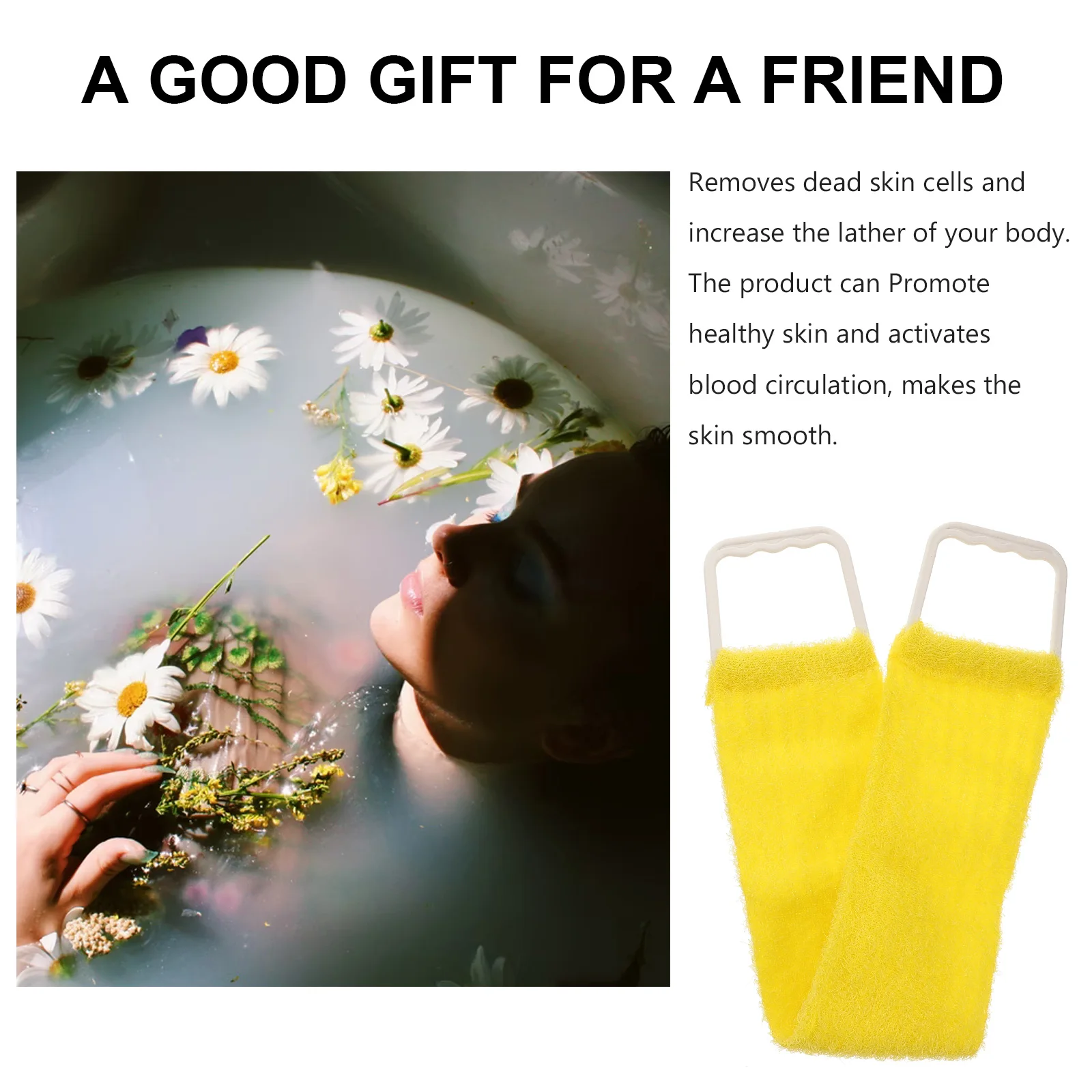 

Solid Color Natural Bath Scrubber Polyester Exfoliate Shower Spa Towel Massage Strap Double Sided Strength Back Belt Women Men