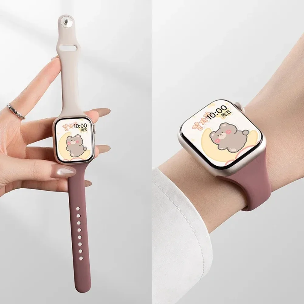 Hourglass Single Pin Silicone Watch Band For Apple Watch Series 11 10 9 8 7 6 5 SE Ultra Fits 49-38mm Breathable Comfort Unisex