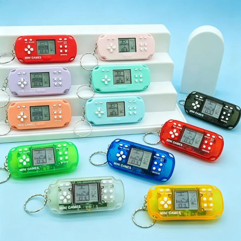 26 In1 Classic Tetris Handheld Game Keychain Mini Pocket Retro Electronic Game Console Children Educational Small Toy