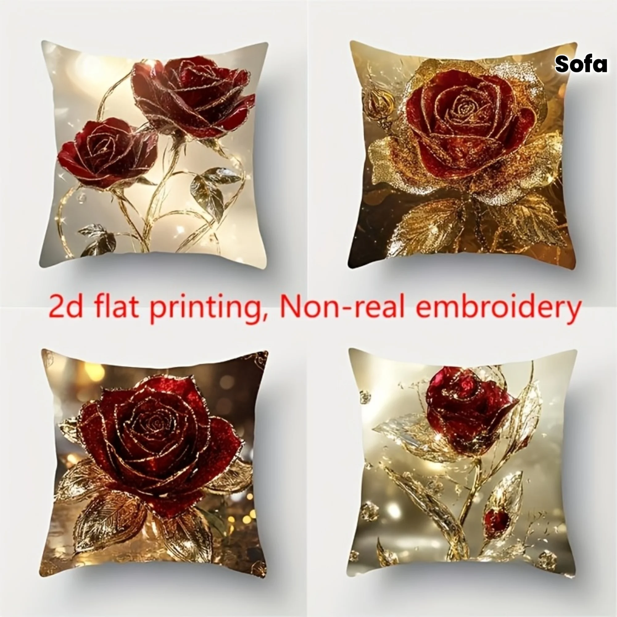 

Новые 4 шт. наволочки с текстурой стекла и розами, удобные, модные, на молнии, для дивана, спальни, домашнего декора, с возможностью вставки наполнителя