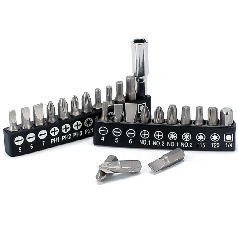 

12-in-1 Magnetic Screwdriver Bit Set 1/4-inch Hex Shank Screwdriver Bits with 60mm Extension Rod Adapter Power Tool Accessory