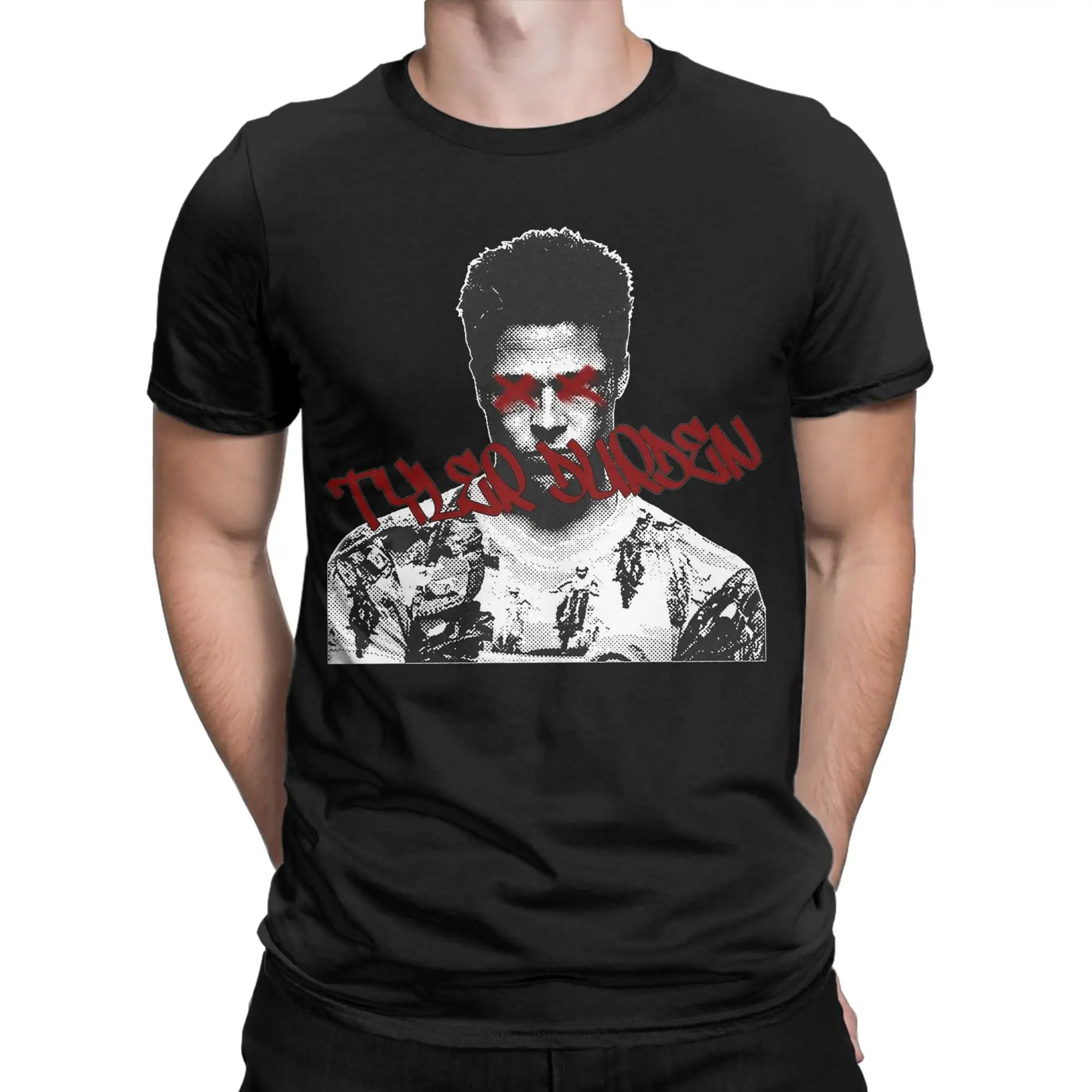 Fight Club Tyler Durden  T-Shirts  Movie Amazing Cotton Tee Shirt Round Collar Short Sleeve T Shirt Graphic Printed Clothing