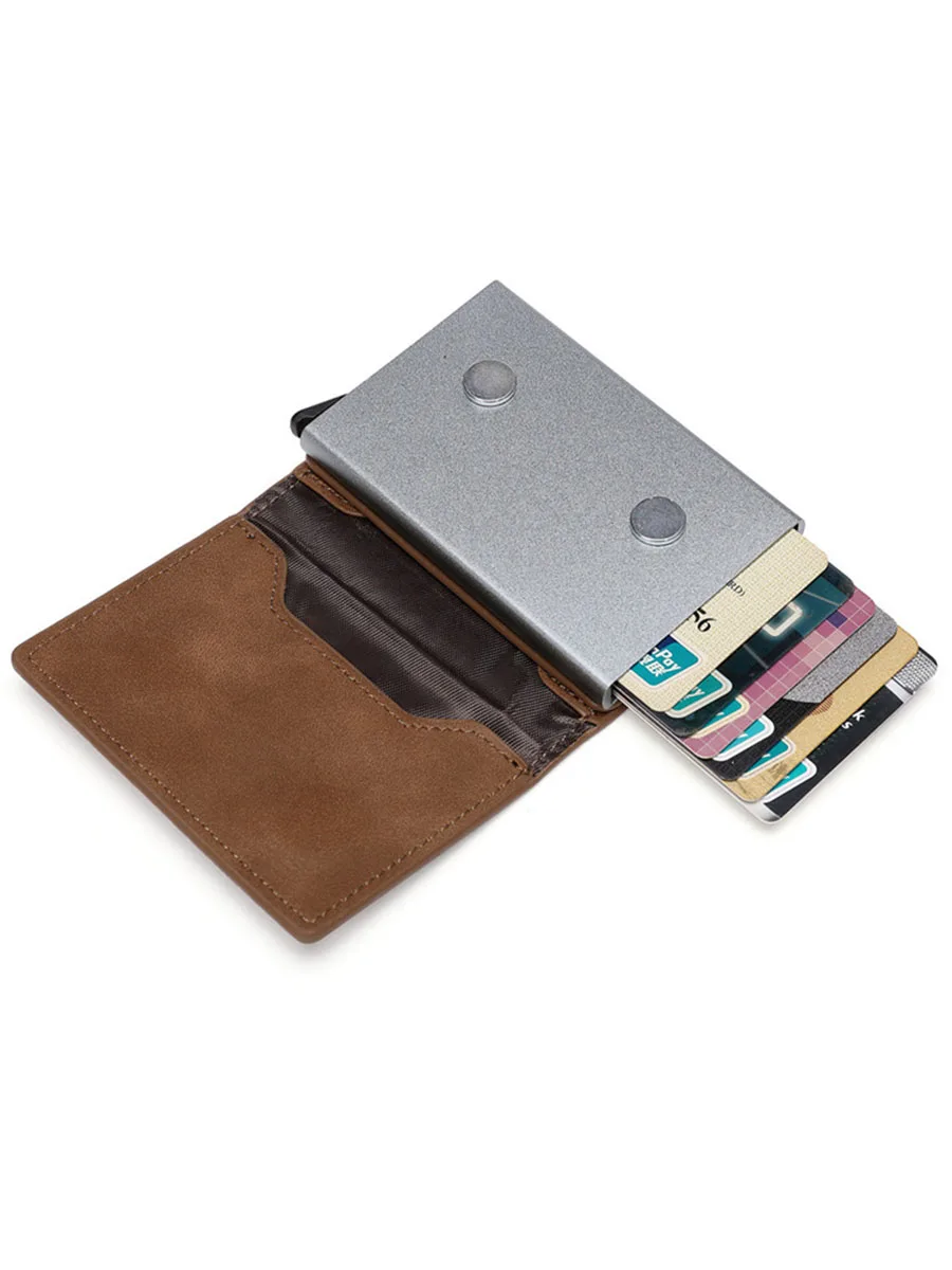 Gebwolf-Portefeuille en cuir PU pour homme, porte-cartes de crédit anti-magnétique Rfid, pochette pour pièce de monnaie et porte-monnaie