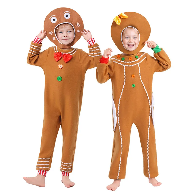 子供,女の子,男の子のためのジンジャーブレッドメンズコスプレ衣装,クリスマス,新しいコレクション
