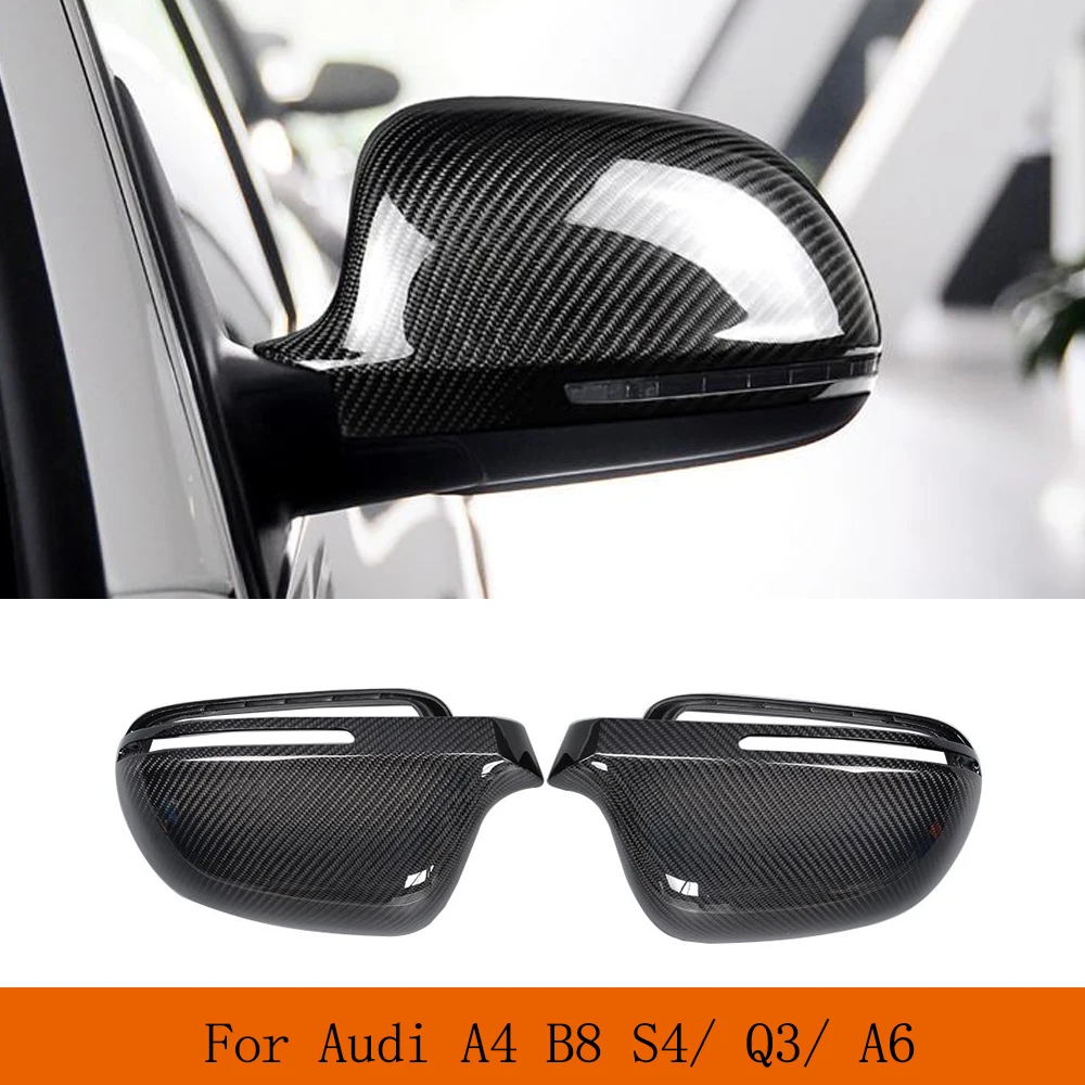 Mirror Cover for Audi A4 B8 S4 2008-2011 Q3 2011UP A6 2008-2010 Carbon Fiber Mirror Caps Car Exterior Outside Shell No Assist