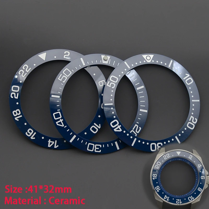 41*32mm Blue Watch Bezel Insert Ceramic Fit Samurai Black Series PROSPEX SRPB55K1 Watch Case For Men's Watch Repair Parts