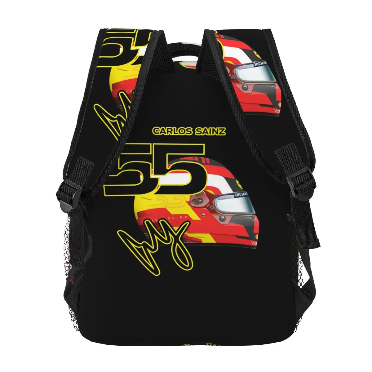 رسم توقيع كارلوس ساينز جونيور F1 - حقائب ظهر داكنة للأولاد والبنات حقيبة كتب للأطفال حقائب مدرسية كرتونية للأطفال حقيبة كتف