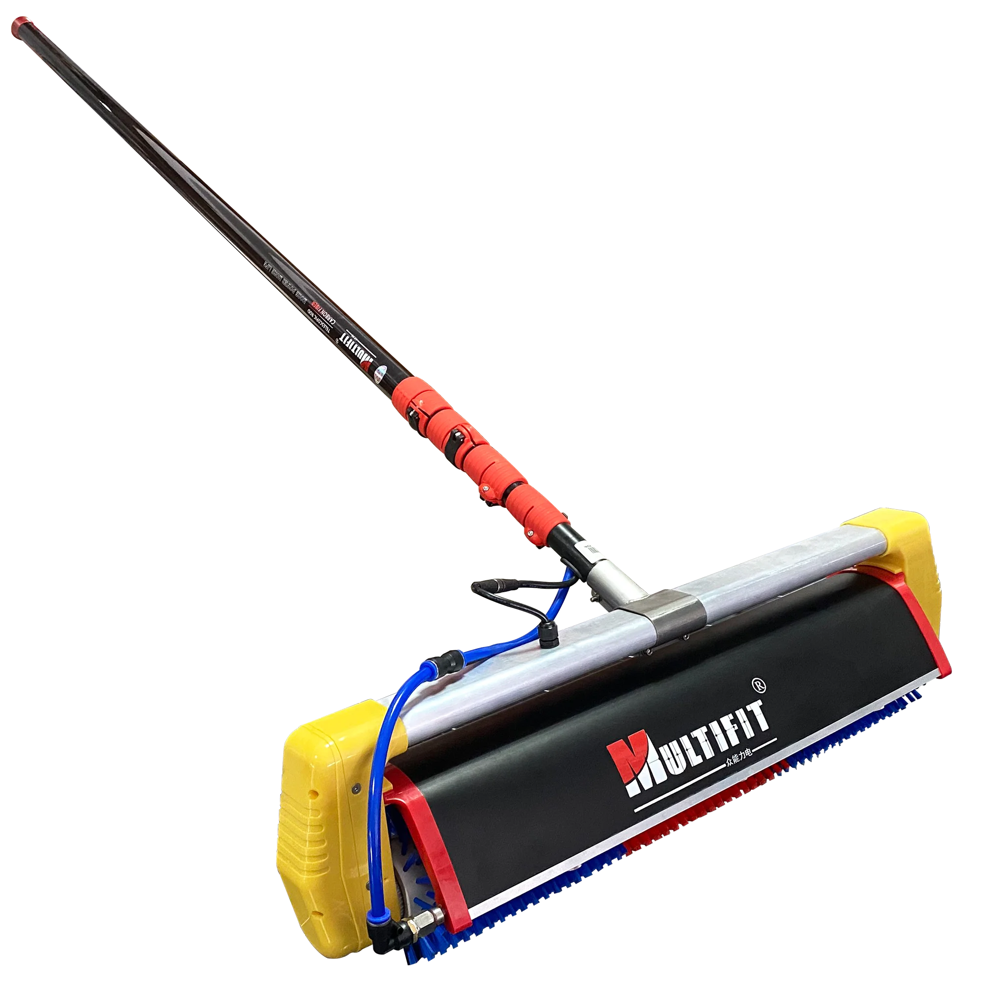 3.5/5.5/7.5m Rooftop Rolling Solar Cleaning Brush Carbon Fiber Telescopic Rod Length & Power Supply Optional
