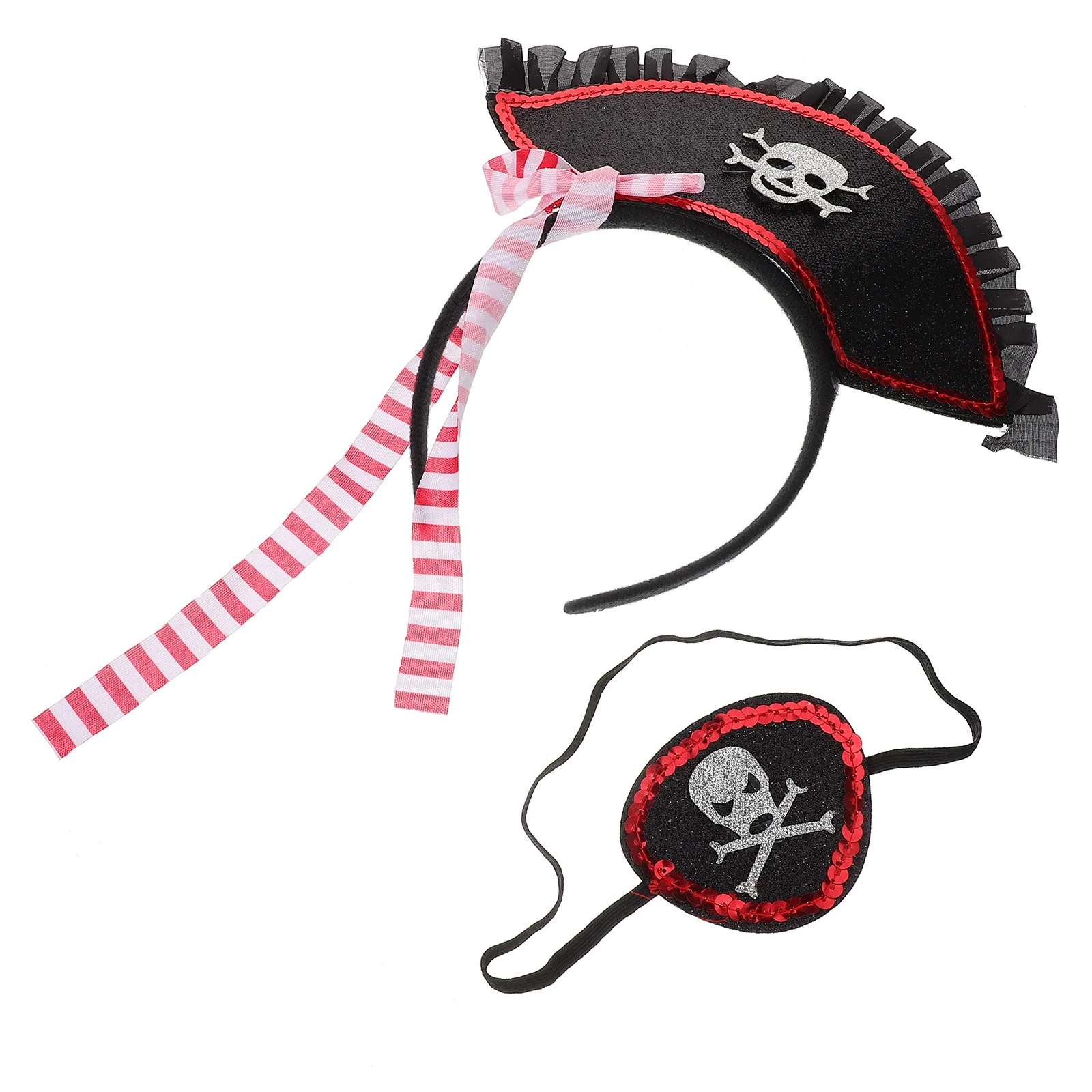 1 Zestaw Piracka Nakrycie Głowy Opaska na Oczy Halloweenowa Impreza Piracka Kreatywny Wygodny Kostium Cosplay Rekwizyty Przebranie na Halloween