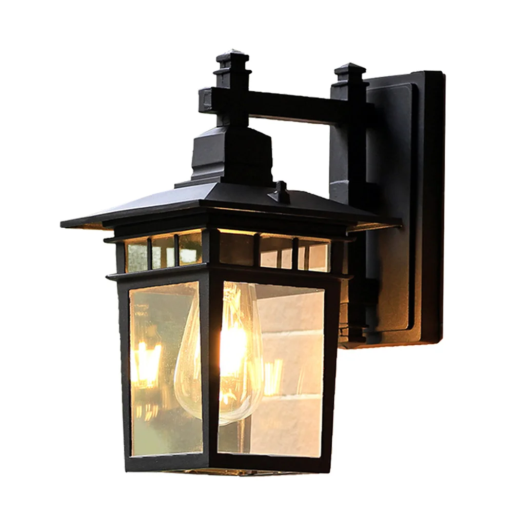 

Vintage LED Wall Lamp Decorative Landscape Light Waterproof Anti-rust Garden Lights for Balcony Corridor (Black, without Bulb)