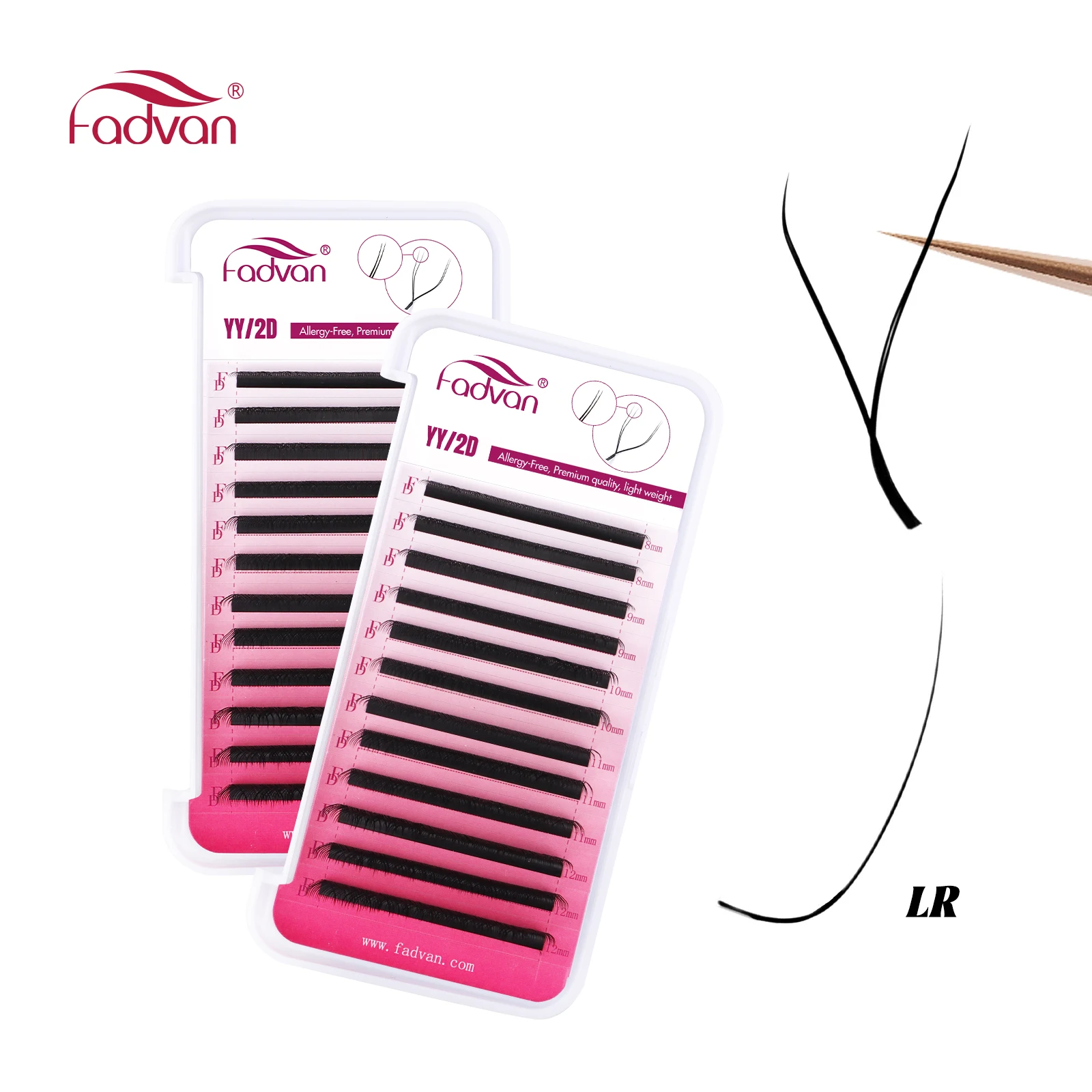 FADVAN LR Curl YY شكل رموش تمديد لينة قسط الرموش الصناعية ماكياج فردي أسود تقاطعات الجمال