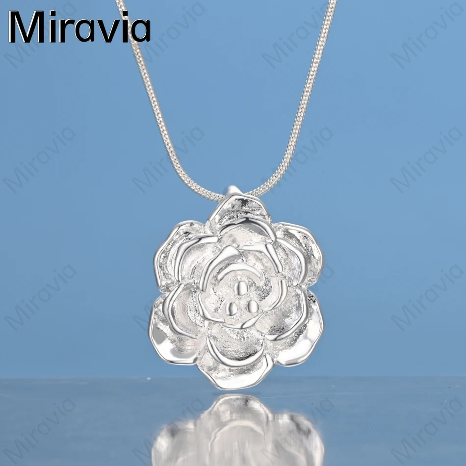 

Miravia 925 Sterling Silver Flower Pendant Necklace, A Delicate And Elegant Design For Women'S Engagement Jewelry.