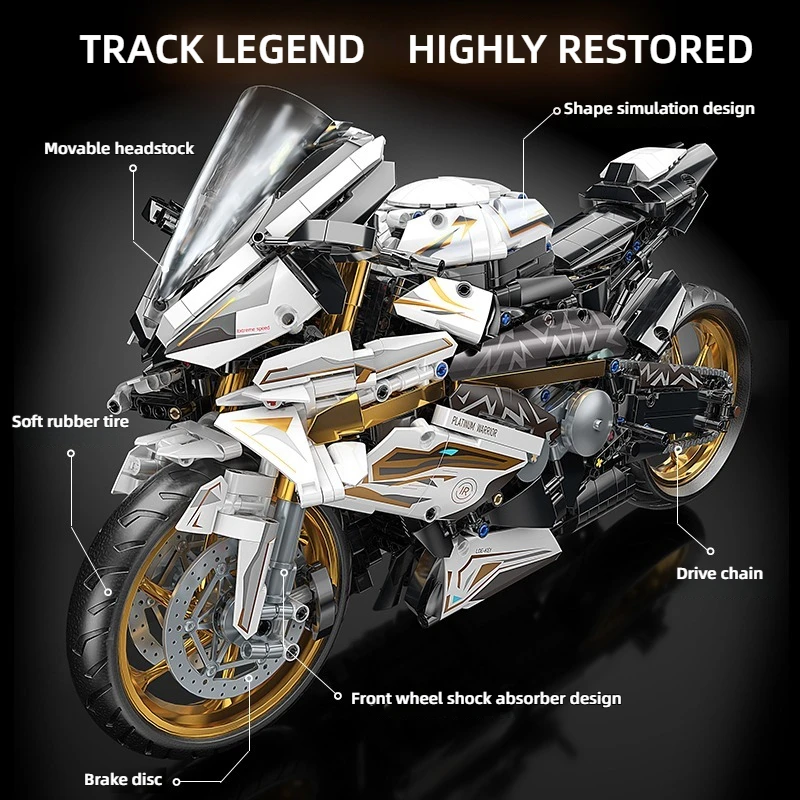 TOYLINX Alloy Motorcycle Desktop Decorations 2045PCS Racing Building Block Model  Kid Toys Christmas Easter Festive Gift Giving