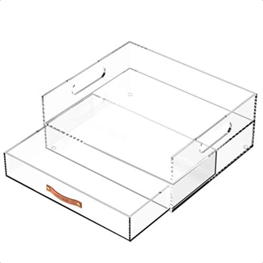 

Acrylic Desk Organizer Drawer + Inbox with Letter Tray 12.6 x 10.6 x 5 A4 Size Clear