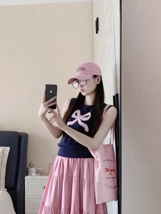 Süße Knoten Gestrickte Weste frauen Sommer Neue Faion Jugend Abnehmen Eis Seide Svel Top Oberbekleidung Casual Sle