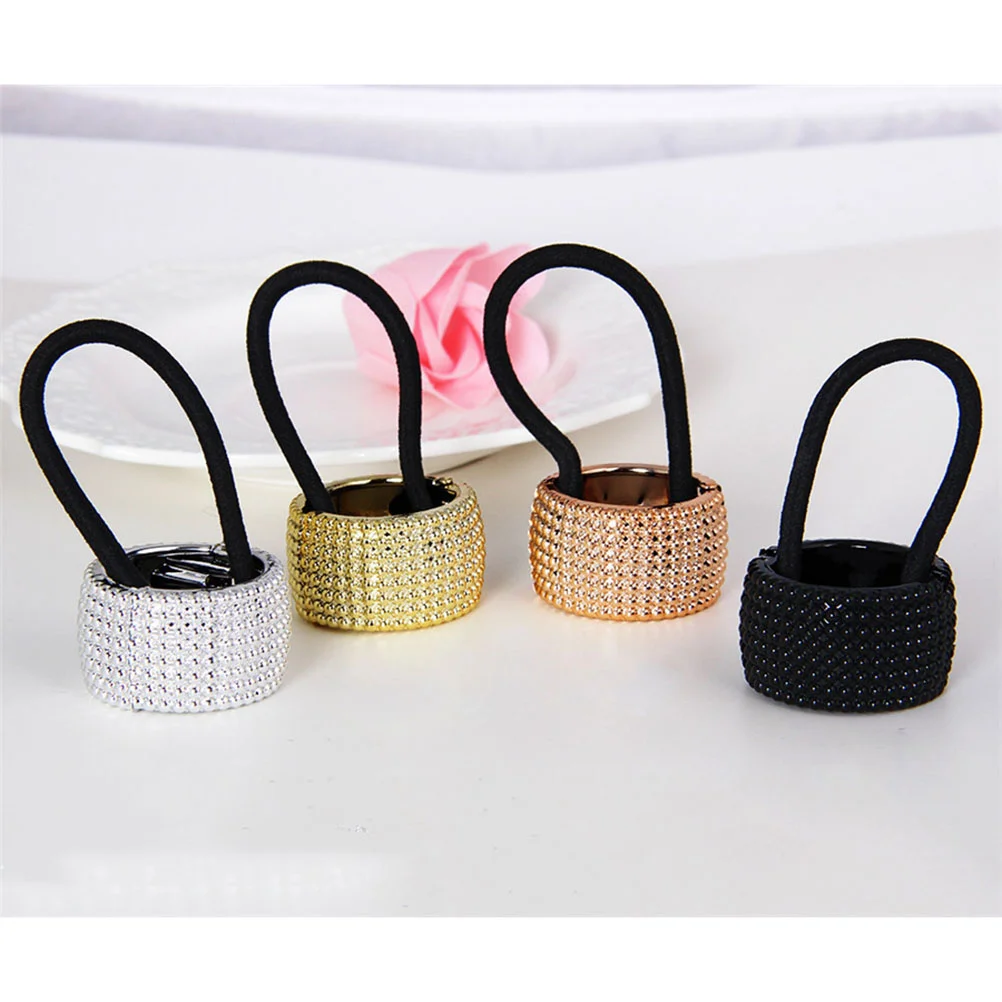 

Rhinestone Ponytail Hair Ribbon Band Headgear Accessories Silver Holder Women's