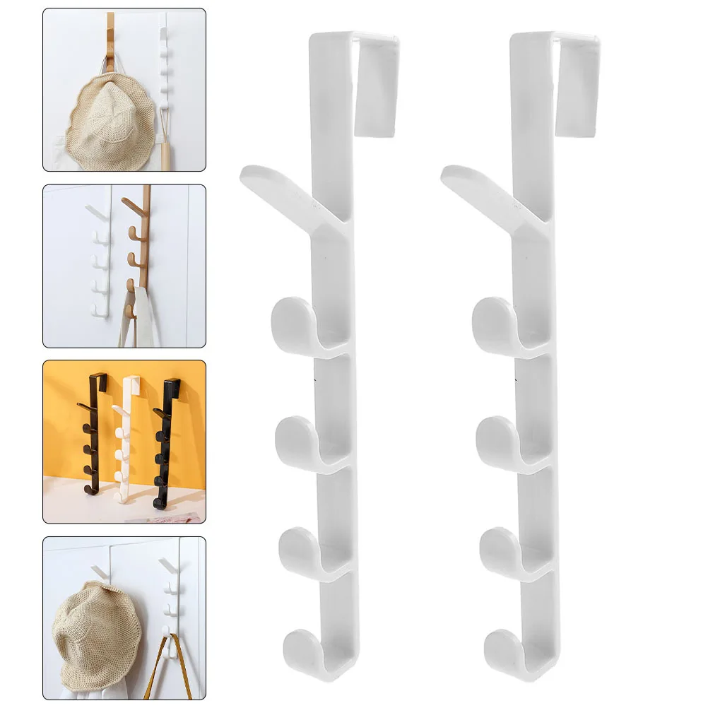 2pcs No Trace Hooks For Door Back Abs Over The Door Hanger Organizer For Coats Hats Towels Bags Nail-Free