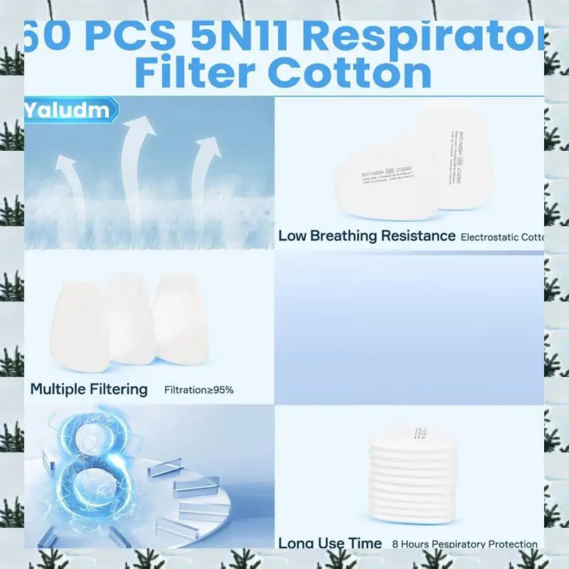 

ABLG 60PC 5N11 Респираторный фильтр Хлопок для респираторов серий 6200, 6502, 6800, 7502 против твердых частиц, пыли, краски, шлифовки