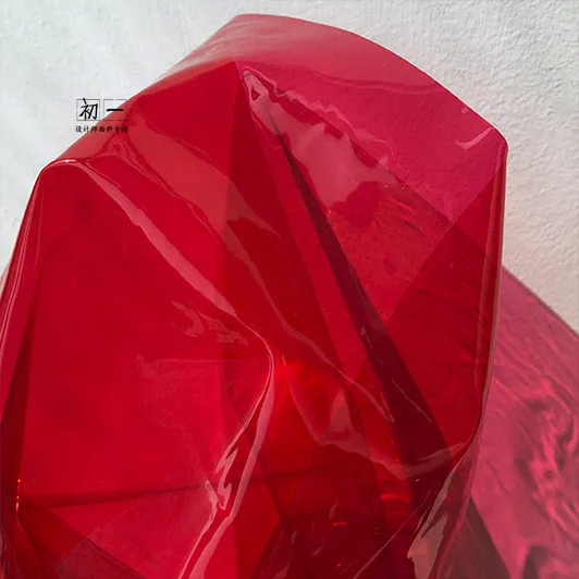 Red Transparent Film TPU See-through Coat Bag Environmentally Friendly Waterproof Tablecloth Clothing Designer Fabric