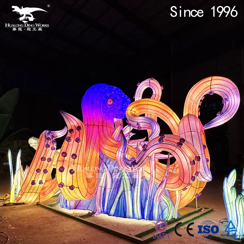 Festival Lantern Factory Animal Themed Octopus Silk Lantern Lighting