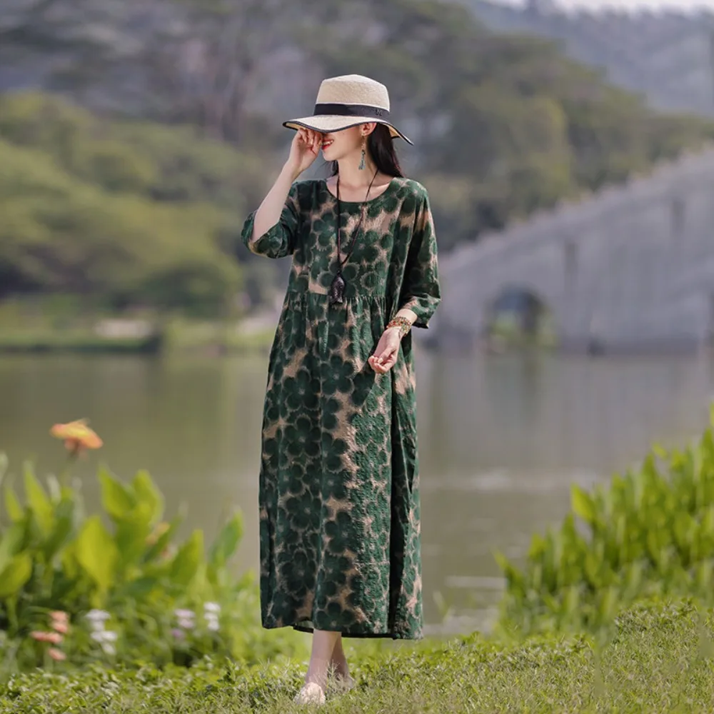 Women Clothing Summer Dress for Women Fashion Casual Vintage Ethnic Style Elegant Comfortable Loose Streetwear Clothes Print