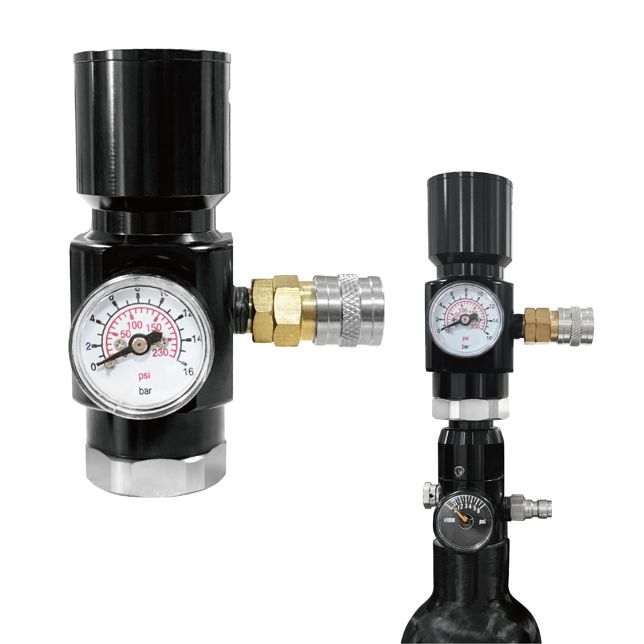 Micro HPA/CO2 Regulator Valve G1/2-14 for Pneumatic Tools, Adjustable Fill Station Adapter (Hose Optional)