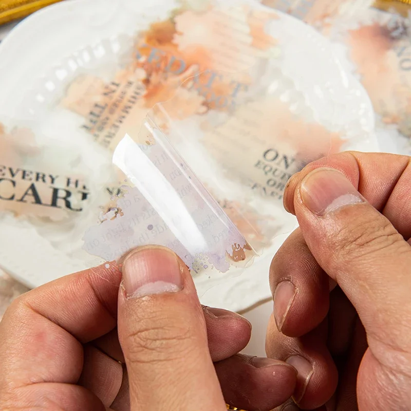 1 Buah Stiker Dekorasi Buku Tangan Bahasa Inggris Cat Air, Terbuat dari Bahan PET, dengan Bahan Perekat, Cocok untuk DIY