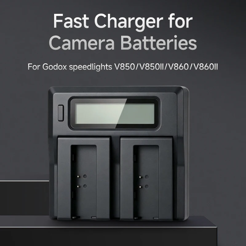 VB-18 Dual Charger LCD Screen for Godox V850-II V860-II Speedlite Fast & Slow Switchable Charging Dock Battery Charger