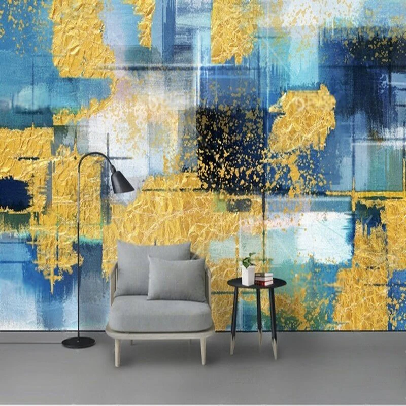 

MU9151 Modern European-style gold foil abstract oil painting workwear TV bedroom background wall