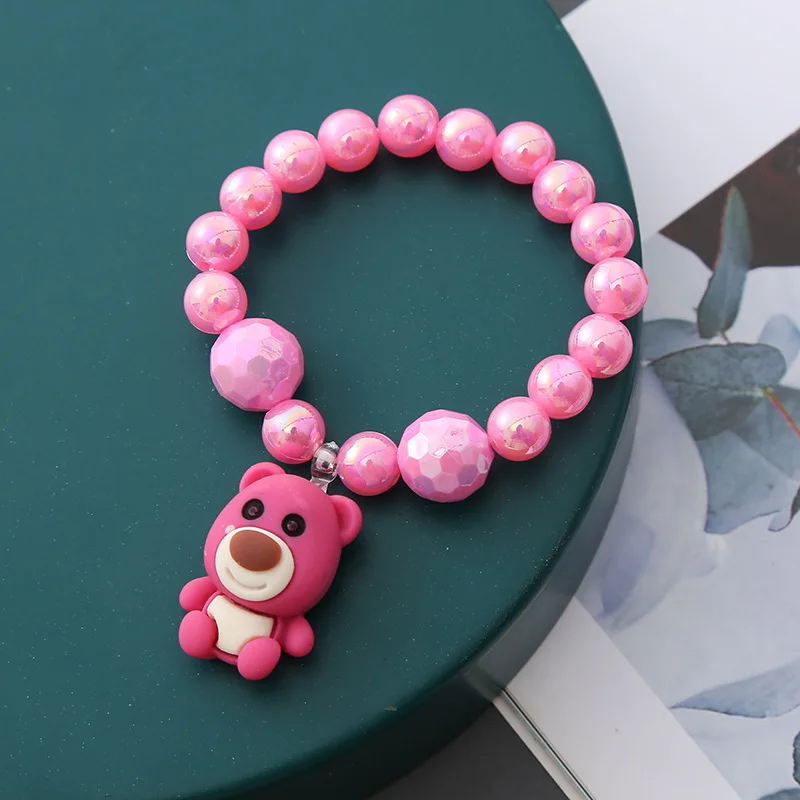 Disney Frozen Kids Bracelet Elsa Princess Pendant Jewelry Girl Cartoon Stereoscopic Winnie the Pooh Beaded Bracelet Birthday Gif