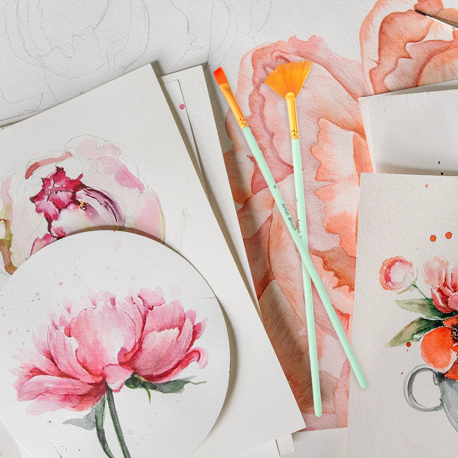 

12Pcs Paint Brush Set Professional Nylon Hair Watercolor Acrylic Brushes Painting Drawing Supplies for Artists