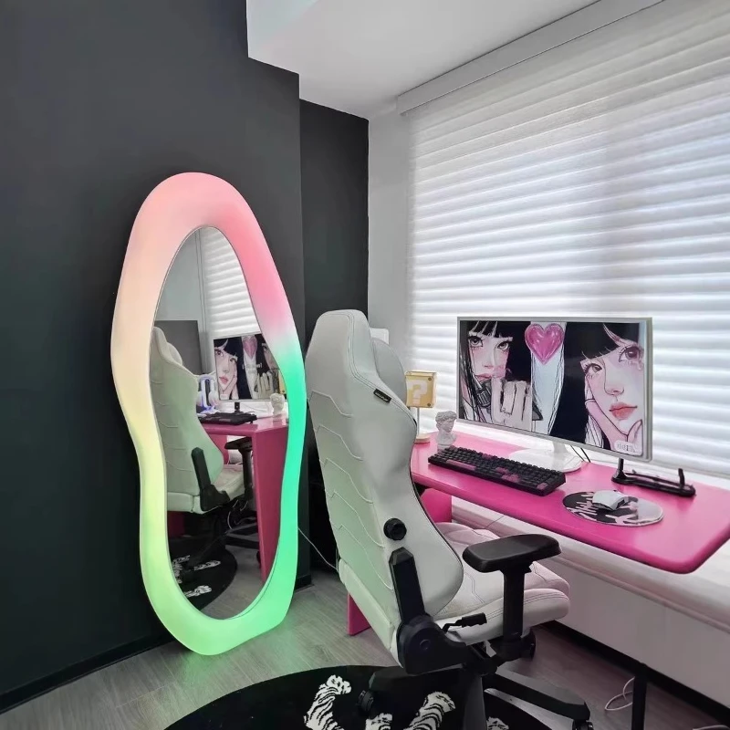 Mango lamp mirror household wind floor mirror light luxury color full body mirror