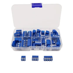 50Pcs/box KF301 2P 3P 4 Pin Pitch 5.0mm PCB Terminal Block Connector Straight Pin Screw Terminal Blocks Connector Kit Blue