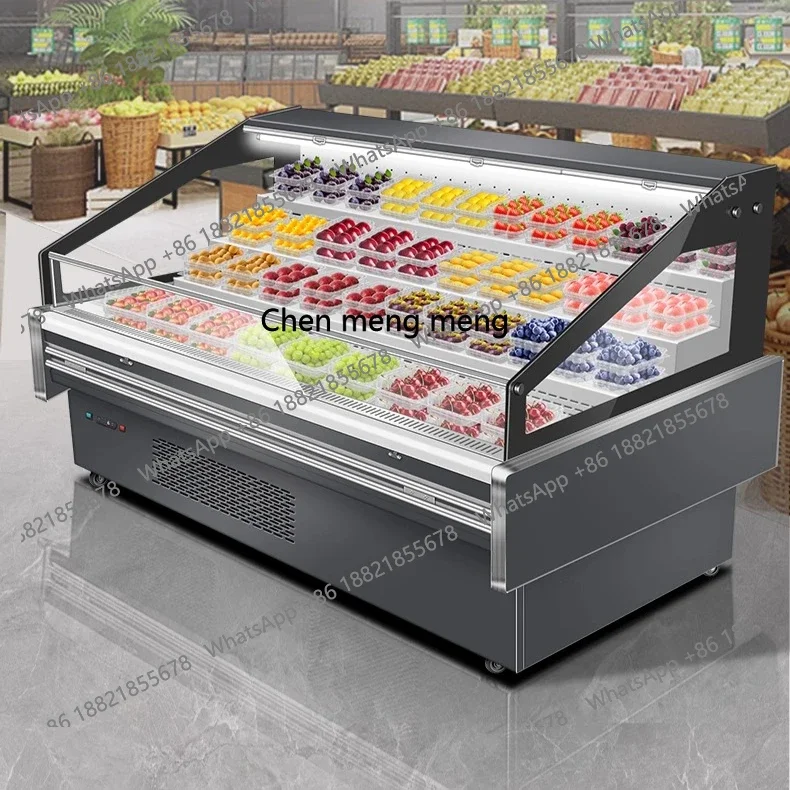 

Ladder air curtain display cabinet Commercial supermarket ladder wind refrigerated fresh-keeping cabinet customization