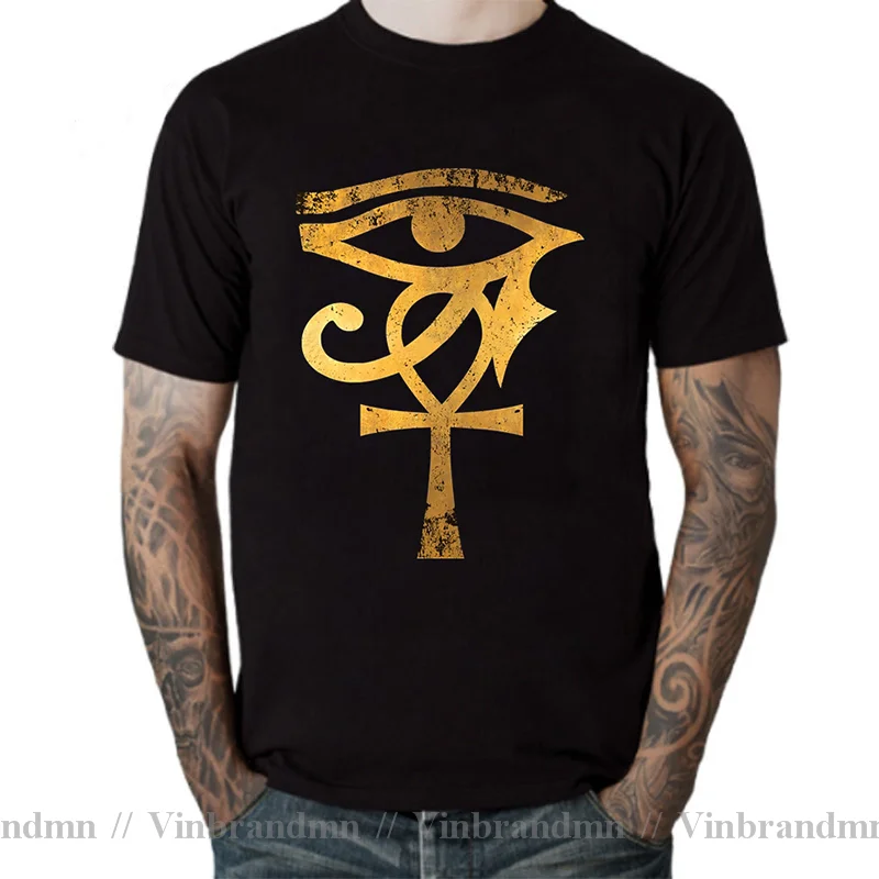 Egyptian Eye Of Horus Ankh Egypt Archaeologist Unisex Baseball T-Shirt Egypt Pharaoh Black T Shirt Summer Clothing