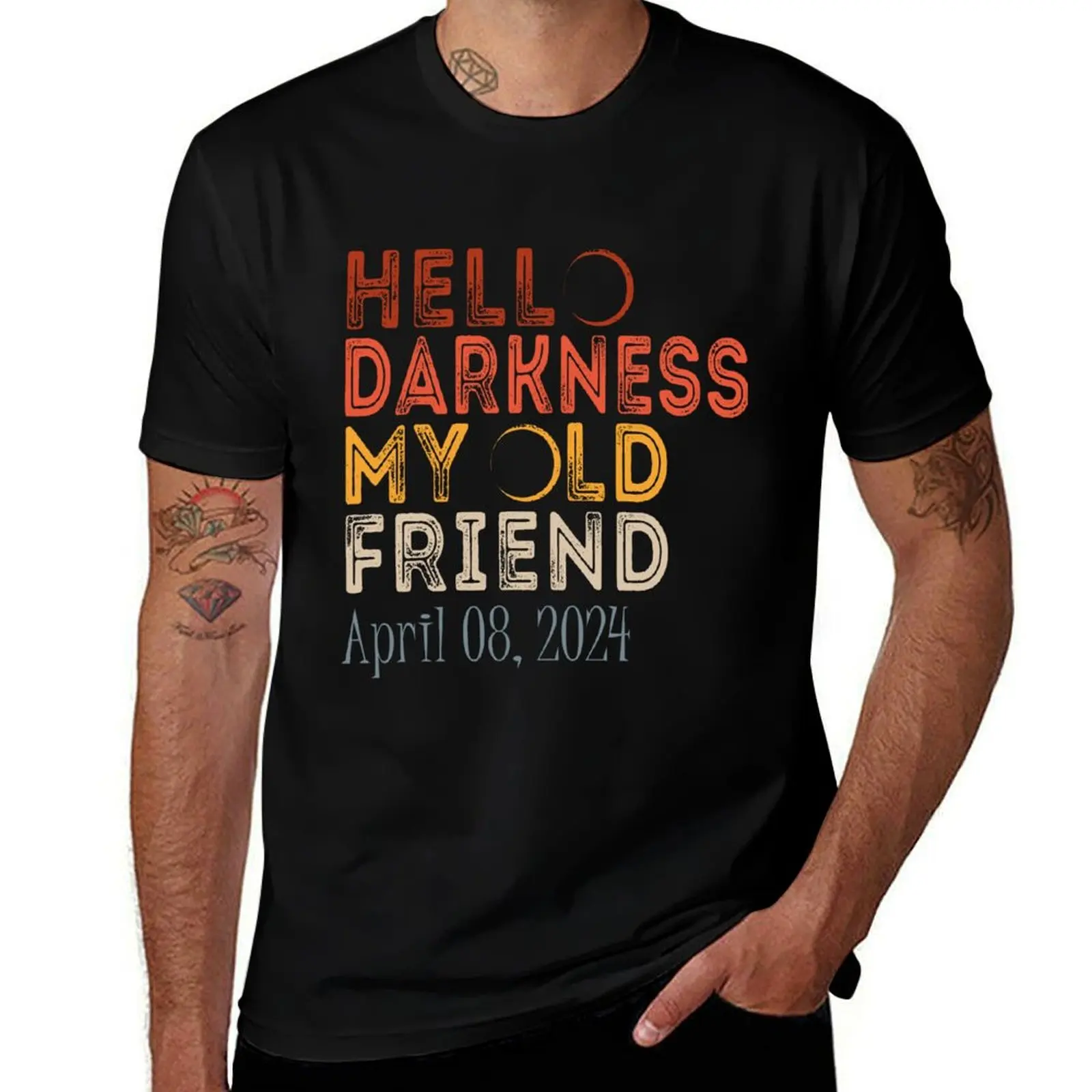 

Hello Darkness My Old Friend Solar Eclipse - April 08 2024 T-Shirt t shirts for man cotton soft T-Shirt