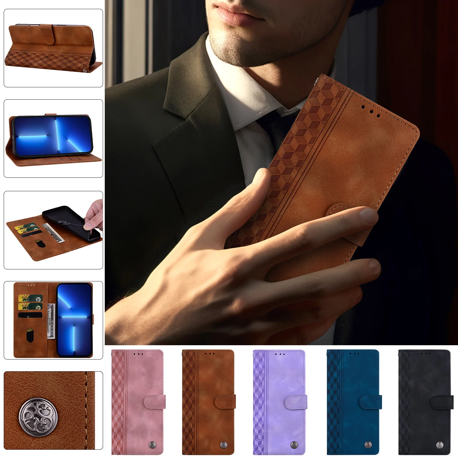 Magnetische Flip Leder Brieftasche Fall Für Samsung Galaxy A51 A52 A52s A53 A54 A55 A56 A70 A70s A71 A72 A73 A01 A02s A10 A11 4G/5G