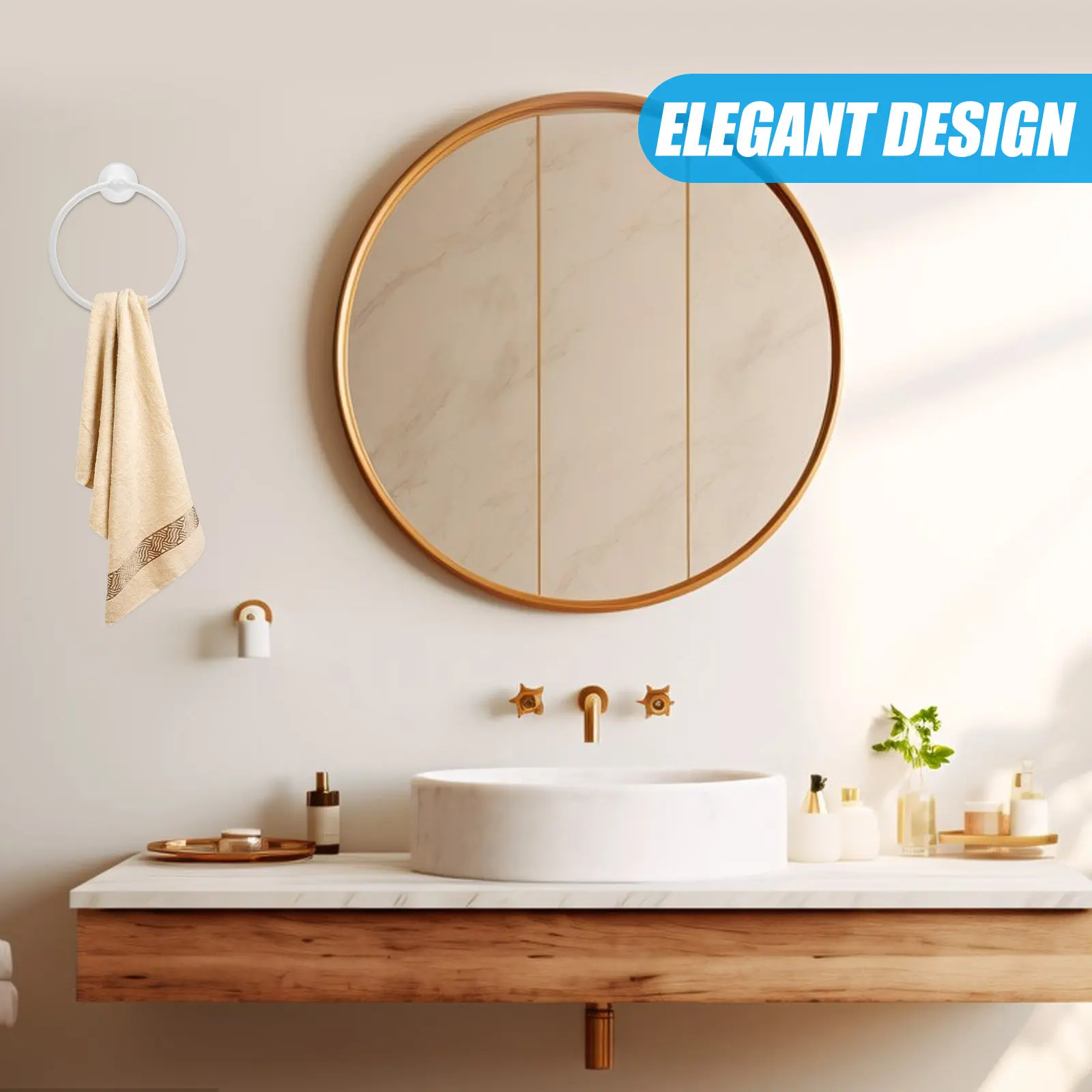 

Heavy Duty Brass Towel Ring Round Bathroom Towel Rack Elegant Brushed Finish Fits Home Hotel School Public Restroom