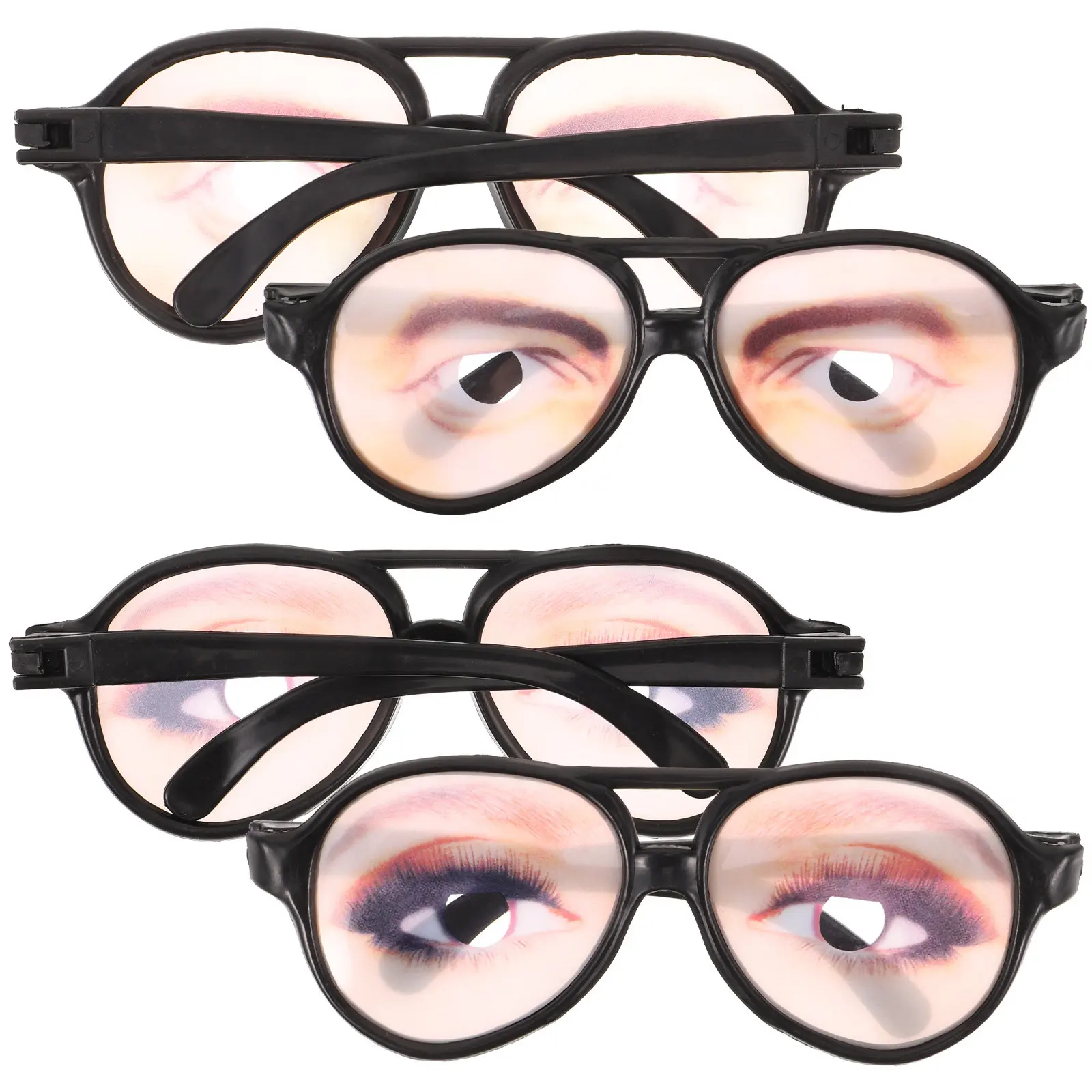 

4Pcs Funny Eye Glasses Novelty Eyeglasses Party Photo Props Tricking Pranks Costume Party Supplies Decorative Eyeglasses