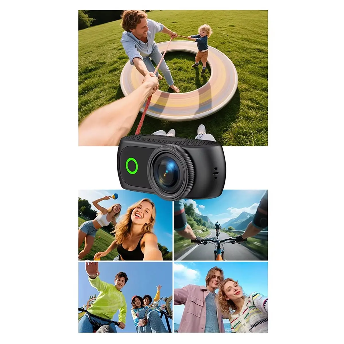 OKgood Ultra HD Action Camera with Flip Screen Recording VLOG-Ready Image Stabilization Wide-Angle Lens Cycling Camera Black
