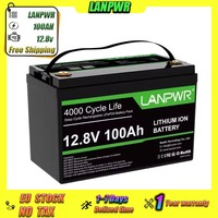LANPWR 12.8V100AH Energy Storage Battery 1280WH Energy IP65 Waterproof LiFePO4 Battery Suitable for Car Use, Home Backup Battery