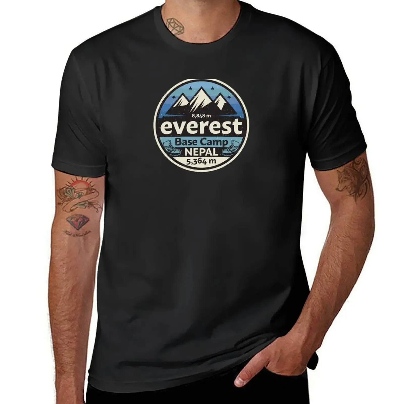 Mount Everest, Base Camp T-Shirt man t shirt heavyweights Men's cotton t-shirt