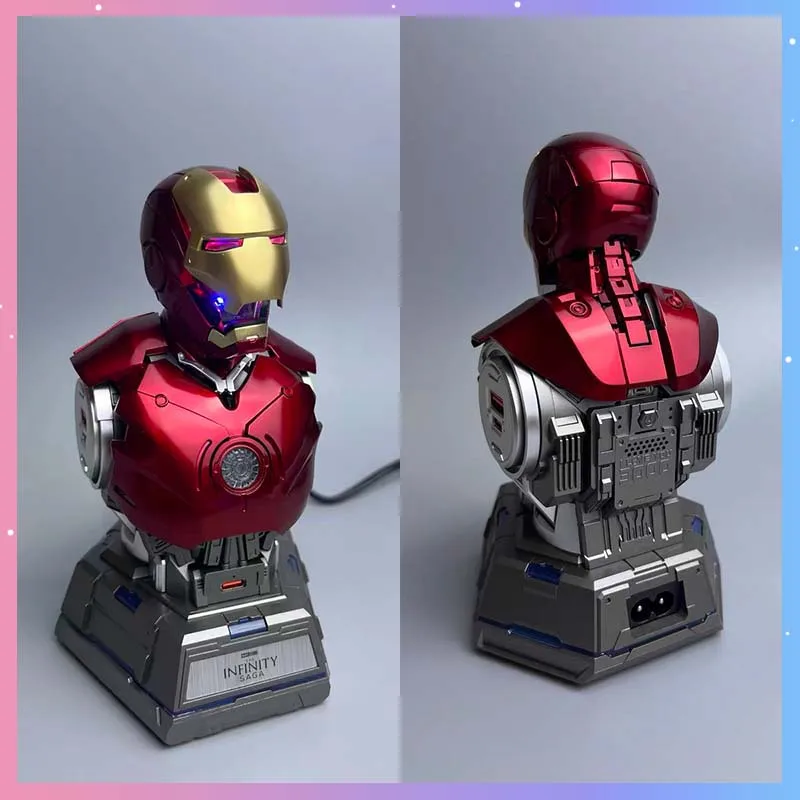 

Фигурка Iron Man MK3 Bust с PD 65 Вт, быстрая зарядка, доставка питания, светодиодная подсветка, коллекционная многопортовая зарядка через USB-C, подарок