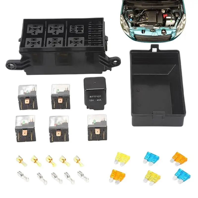 

12V/24V Auto Fuse Relay Box 4P/5P Waterproof Home Fuse Relay Block Kit with Mounted Outriggers Fuse Holder for Vehicles Boats