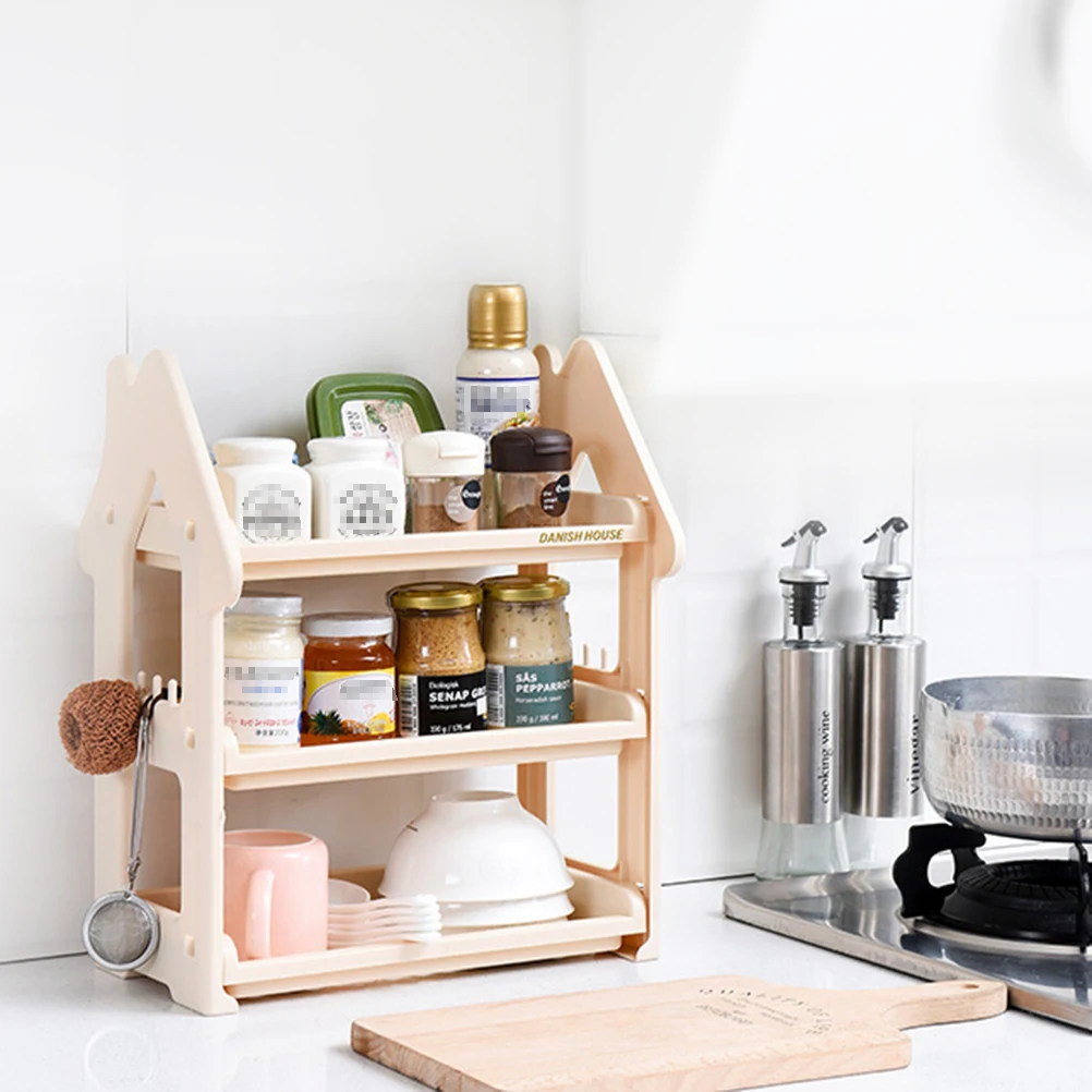 

Plastic Storage Rack Kitchen Organizer Bathroom -Saving Condiments Rack Holder Ventilated Design