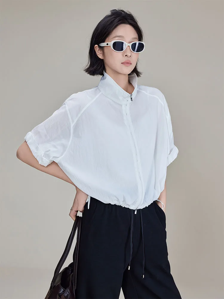 

Повседневная женская блузка Meiyang с рюшами, короткими рукавами-фонариками, плиссированной текстурой, из вискозы Lenzing